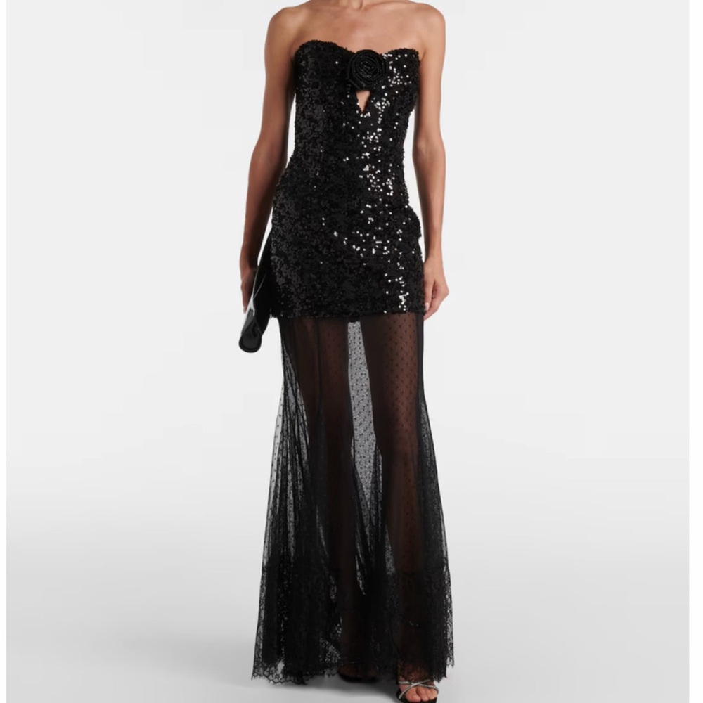 Rebecca Vallance Diana sequined mesh-trimmed gown US 2